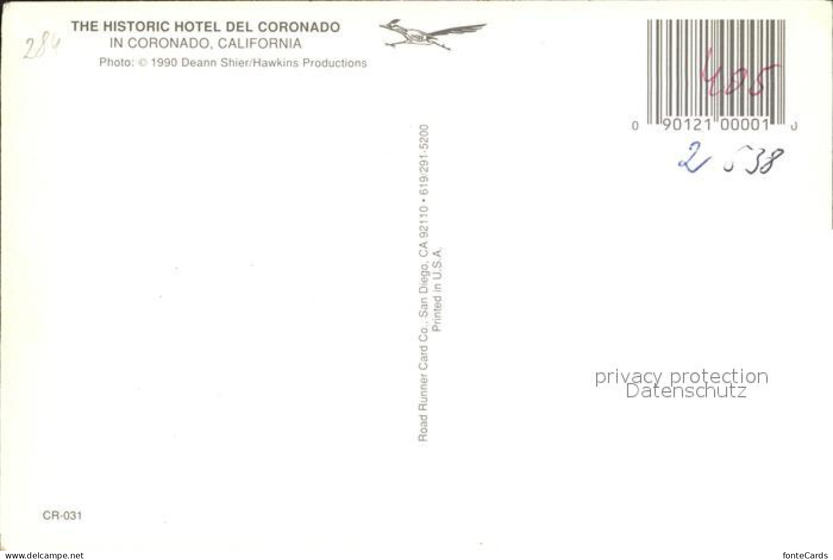 72152494 Coronado Hotel Del Coronado Fliegeraufnahme - Andere & Zonder Classificatie