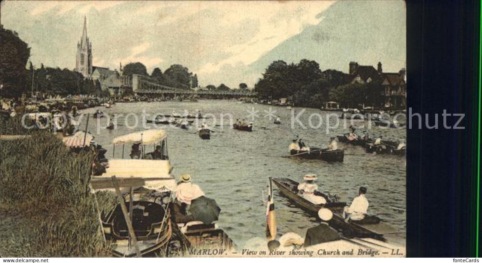 72152120 Marlow Wycombe View On River Showing Church And Bridge  - Buckinghamshire