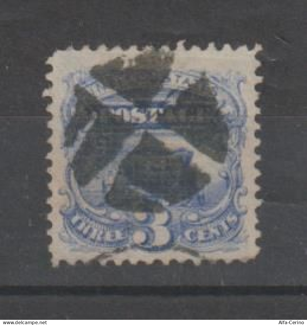 U.S.A.:  1869   LOCOMOTIVE  -  3 C. USED  STAMP  -  WITH  GRILLE  -  YV/TELL. 31 - Gebraucht