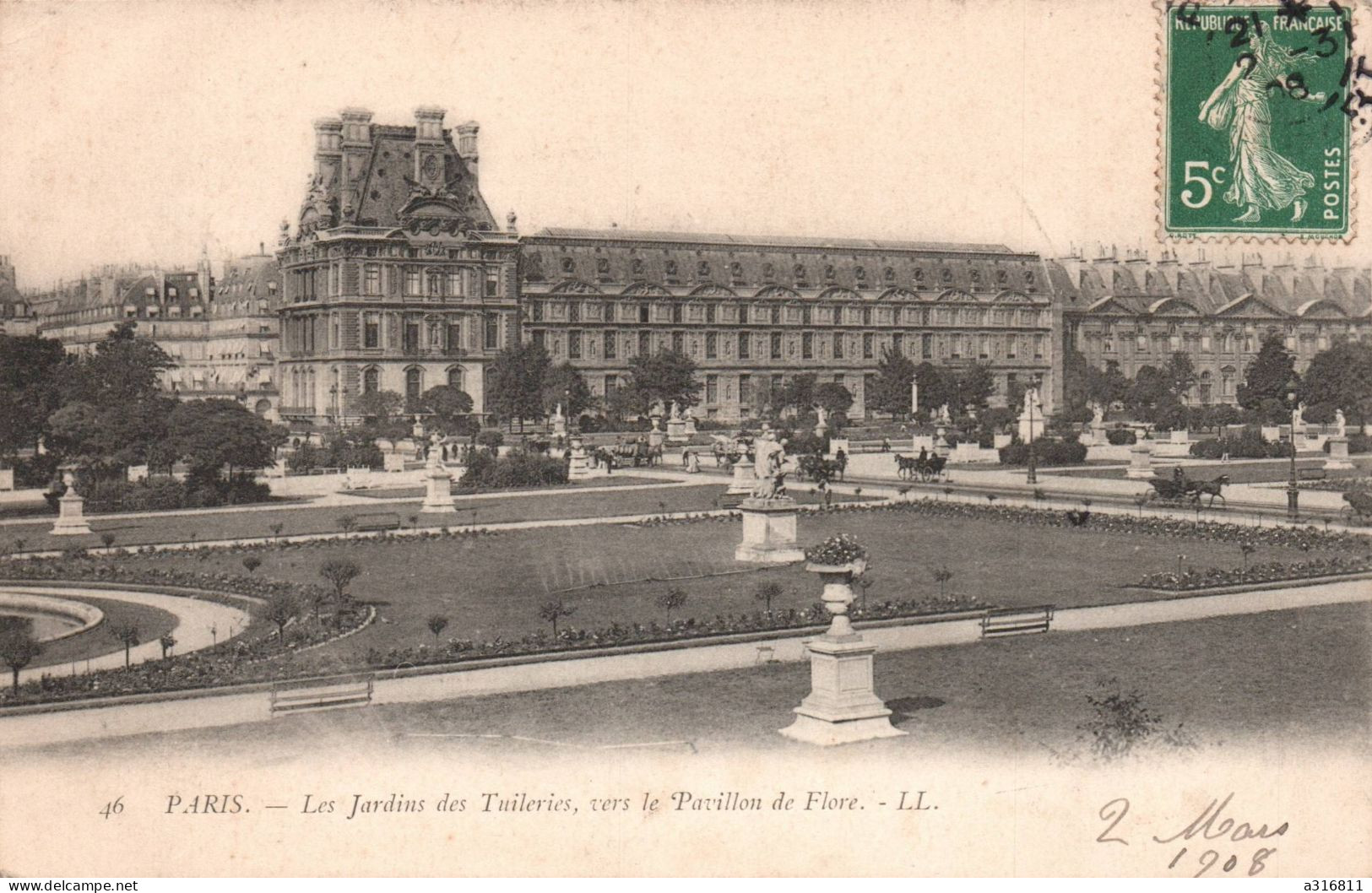 Paris Les Jardins Des Tuileries Vers Le Pavillon De Flore - Sonstige Sehenswürdigkeiten