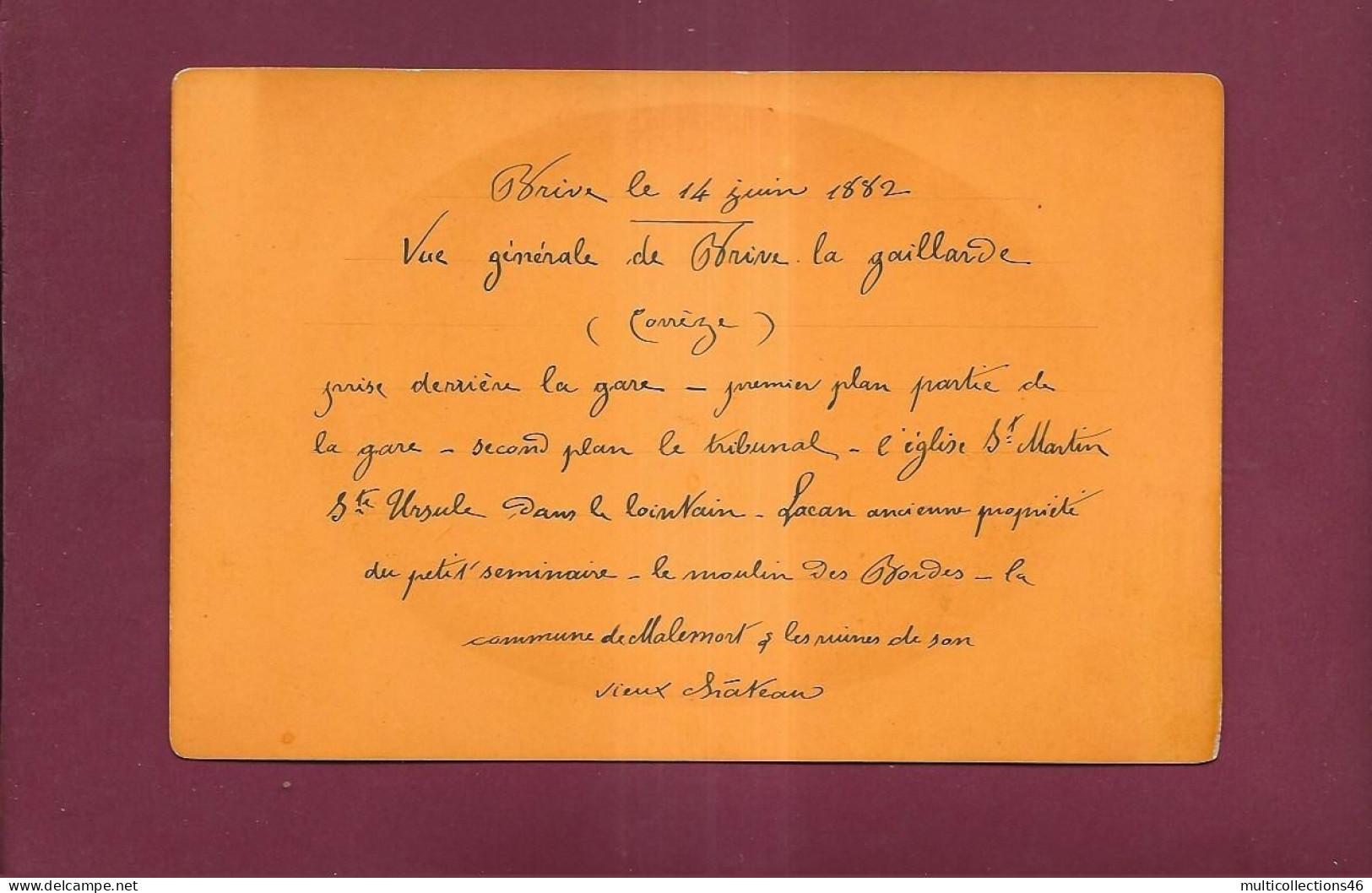 100524 - PHOTO ANCIENNE FORMAT CABINET - CORREZE BRIVE Vue Générale Prise Derrière La Gare En 1882 - Europe