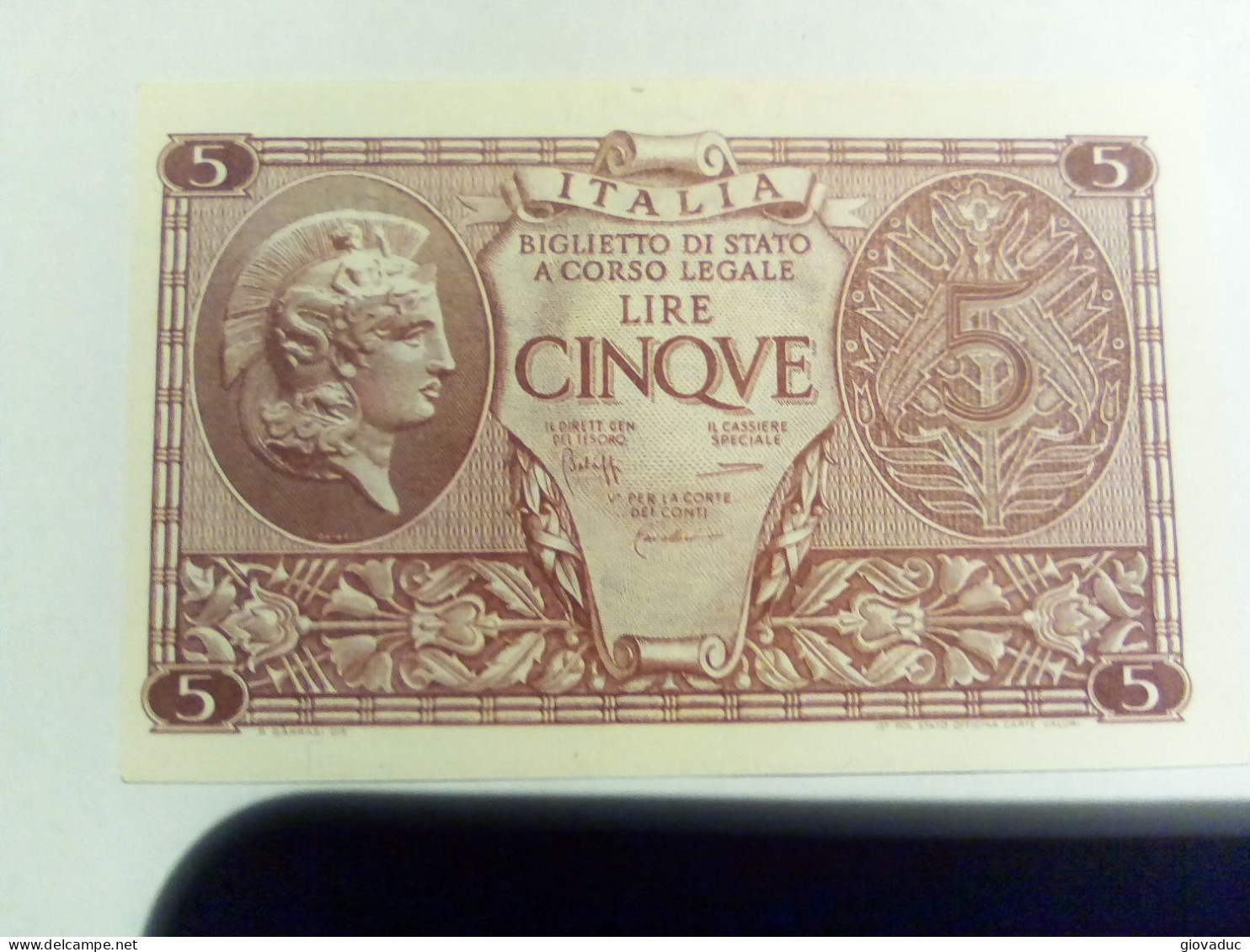 Banconota 5 Lire Luogotenenza Regno D'Italia 1944 - Andere - Europa