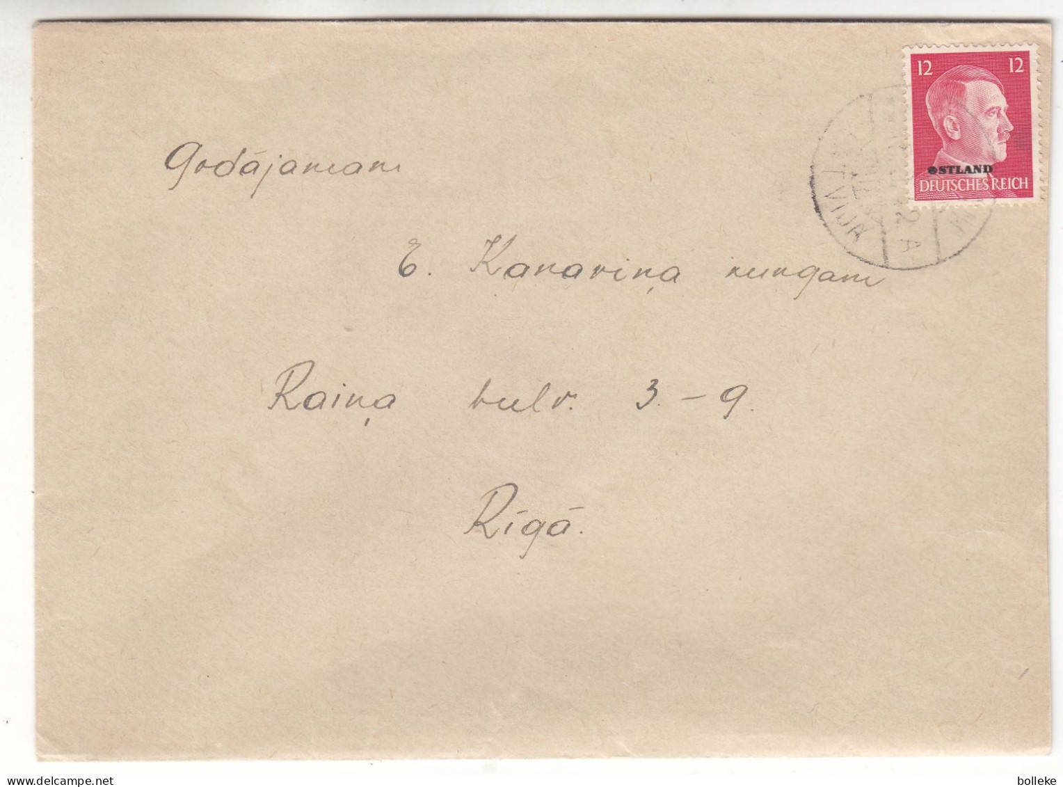 Allemagne - Ostland - Lettre De 1942 - Exp Vers Riga - Hitler - - Briefe U. Dokumente