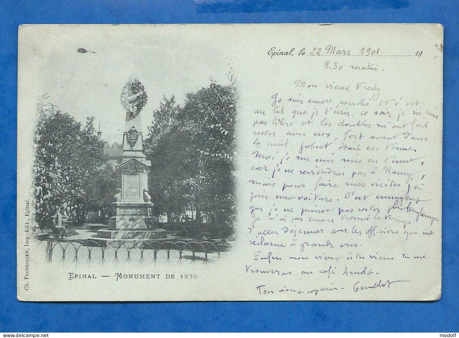 CPA - 88 - Epinal - Monument De 1970 - Précurseur - Circulée En 1901 - Epinal
