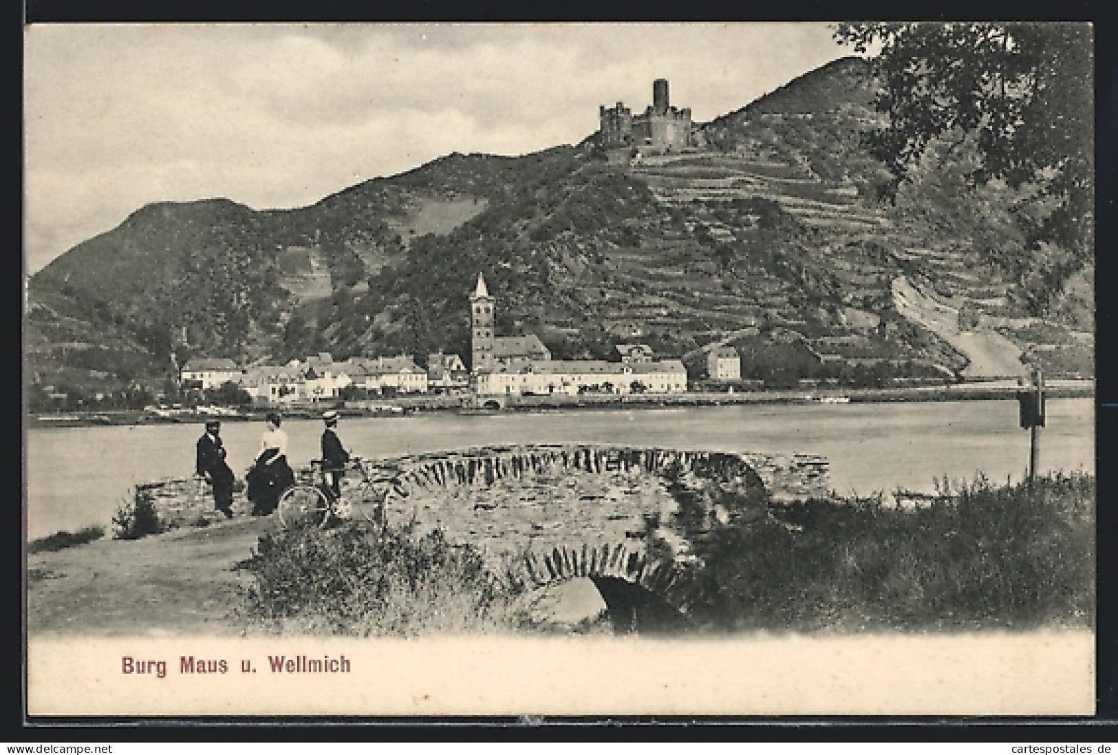 AK Wellmich, Ortsansicht Am Wasser Mit Burg Maus  - Autres & Non Classés