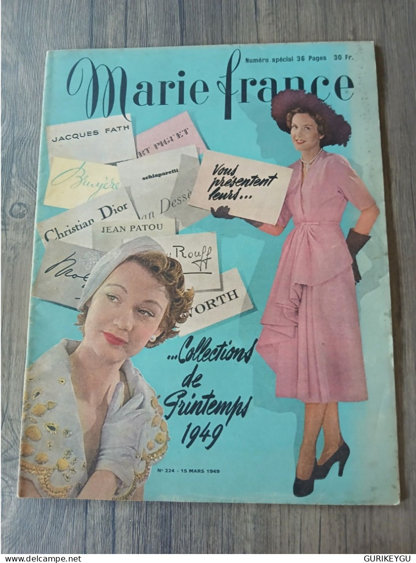 Magazine MARIE FRANCE N° 224 Collections Printemps 15/03/1949 Jeu De Dames Nuits Blanches Pub MECANO - Actie