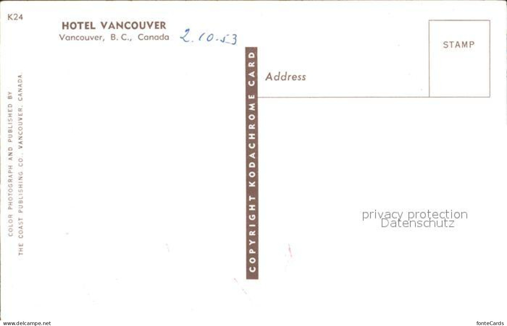 72119183 Vancouver British Columbia Hotel Vancouver Vancouver - Unclassified