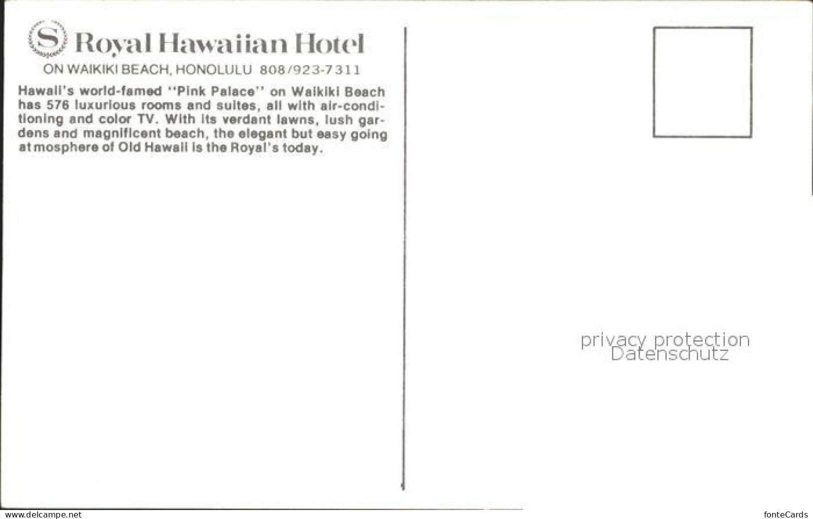 72119164 Honolulu Waikiki Beach Royal Hawaiian Hotel - Altri & Non Classificati