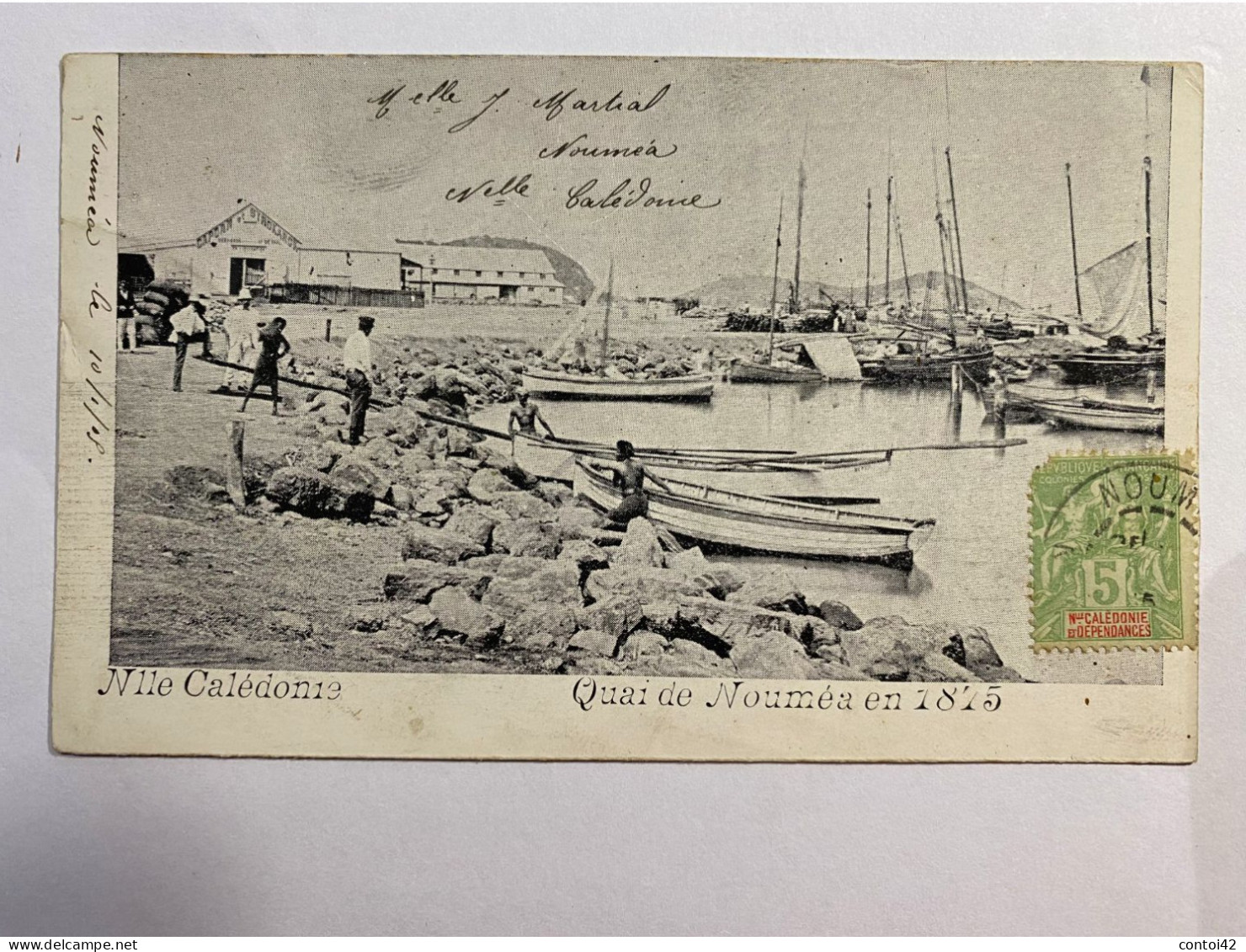 NOUVELLE CALEDONIE QUAI DE NOUMEA EN 1875 TIMBRE OBLITERATION - Nouvelle Calédonie