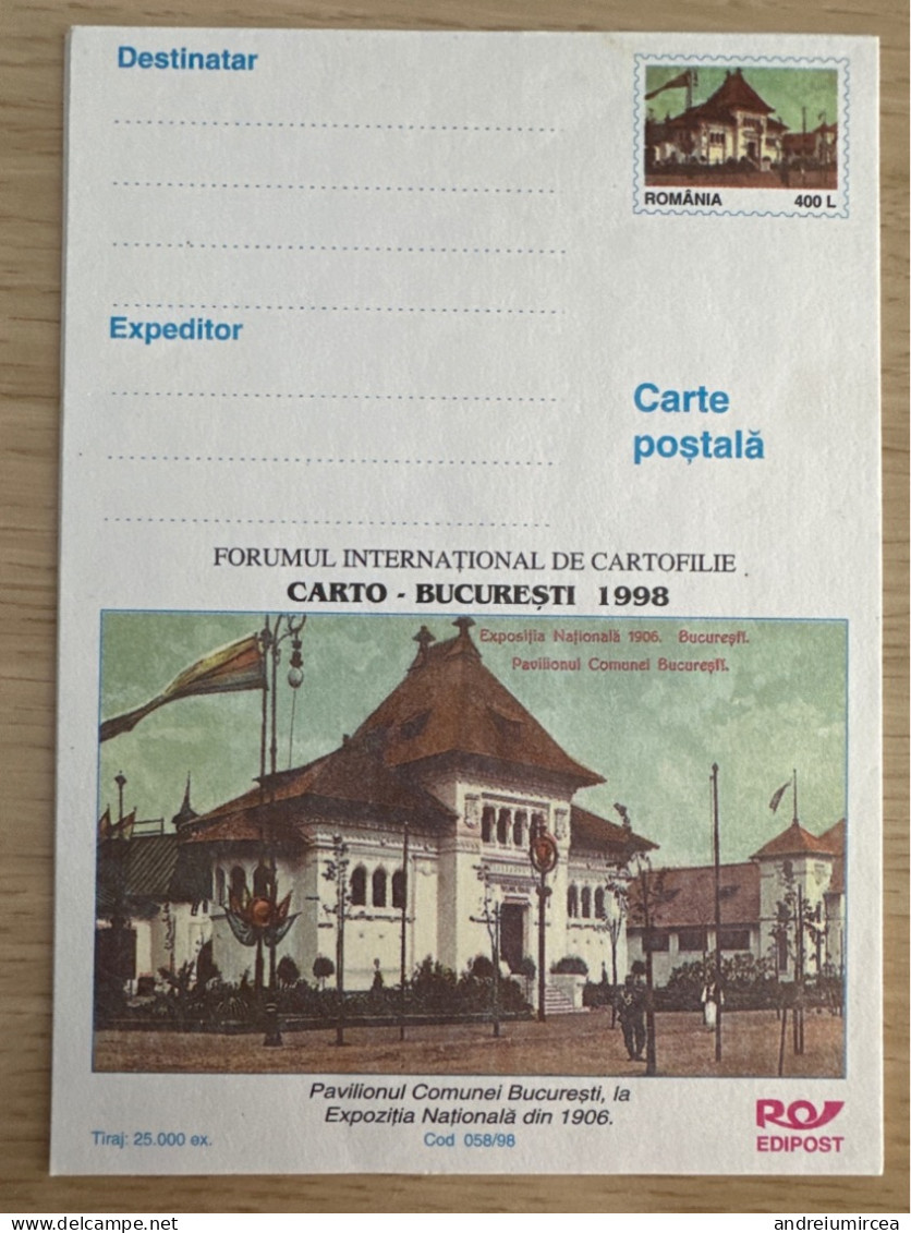 Cod 058/98 CARTO BUCUREȘTI 1998 - Enteros Postales