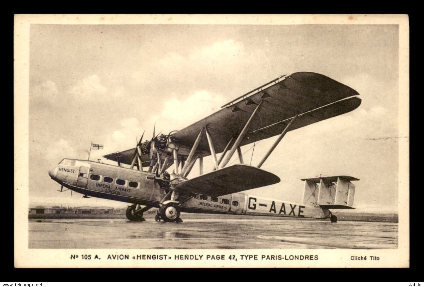 AVIATION - AVION "HENGIST" HENDLY PAGE 42 TYPE PARIS-LONDRES - 1919-1938