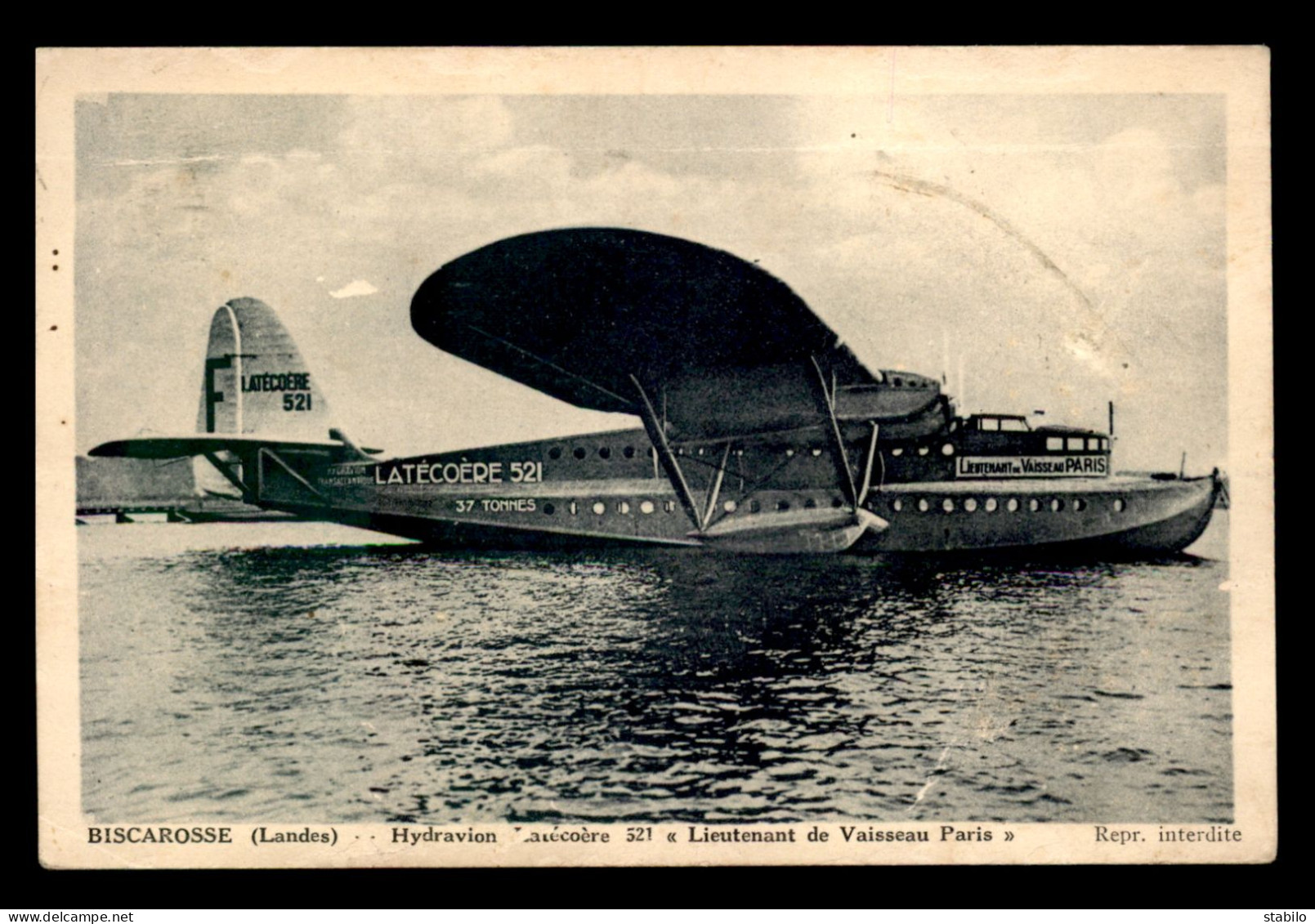 AVIATION - HYDRAVION LATECOEDE 521 "LIEUTENANT DE VAISSEAU PARIS" A BISCAROSSE - 1919-1938: Fra Le Due Guerre