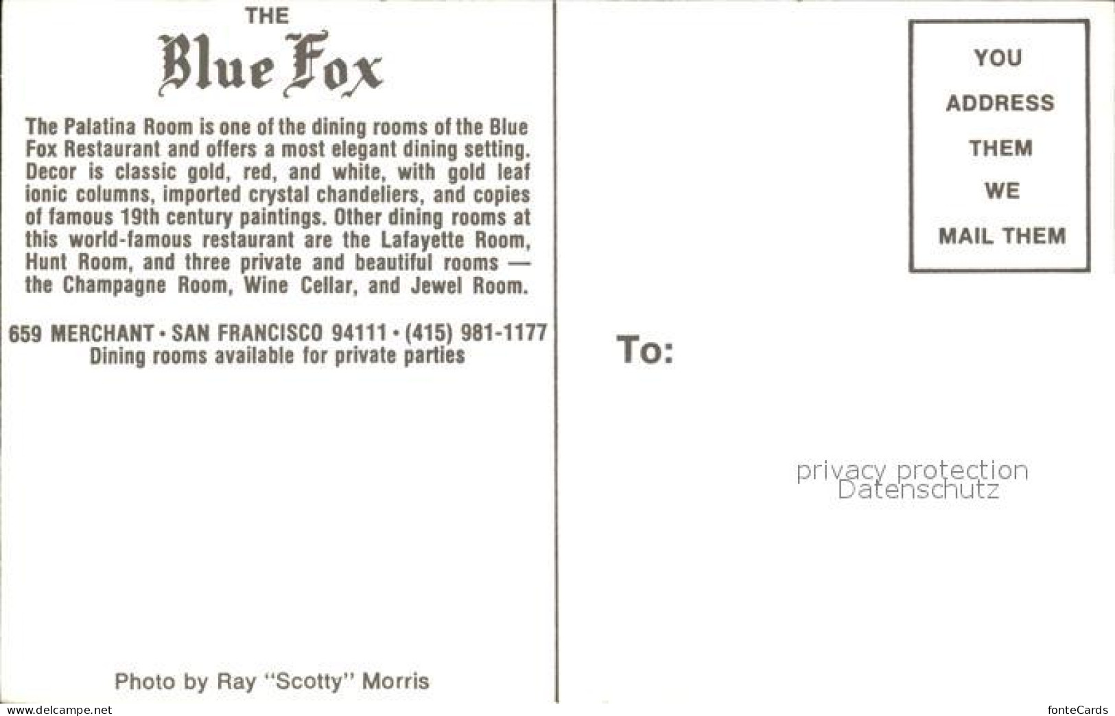 72092664 San_Francisco_California Blue Fox Palatina Room  - Andere & Zonder Classificatie