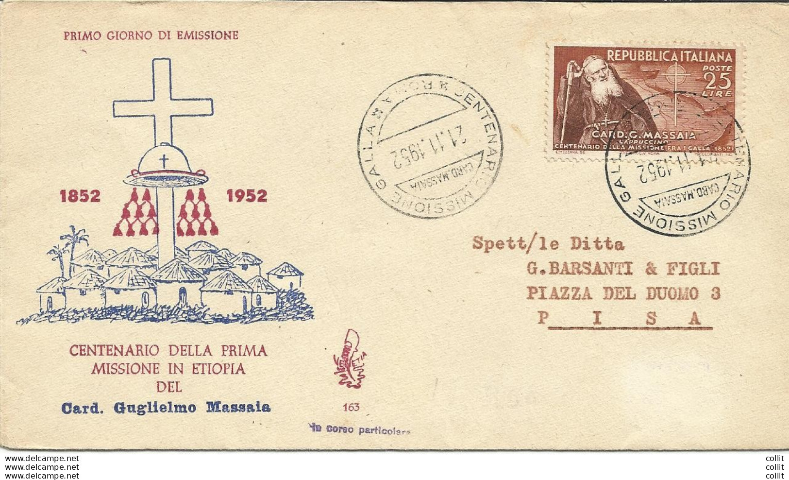 Cardinal Massaia N. 702 Su Busta FDC Venetia Club Venezia - FDC