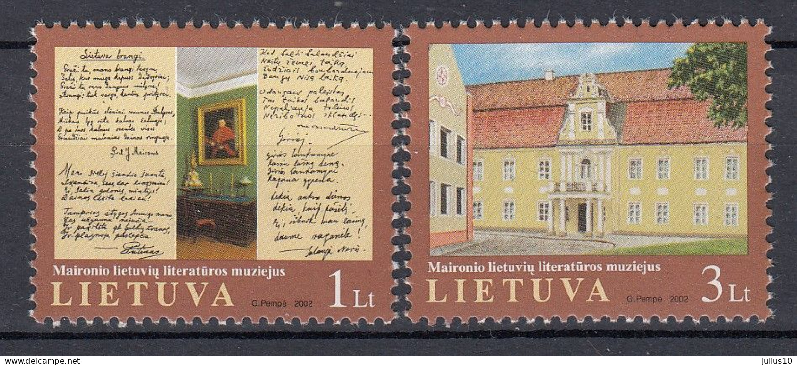 LITHUANIA 2002 Literature Museum MNH(**) Mi 801-802 #Lt1031 - Lituania