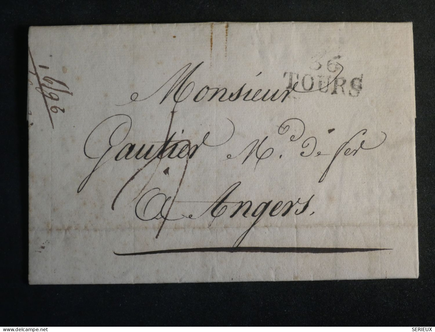 DO12  FRANCE   BELLE LETTRE  1822 TOURS A ANGERS   + AFF. INTERESSANT+++ - 1801-1848: Precursori XIX