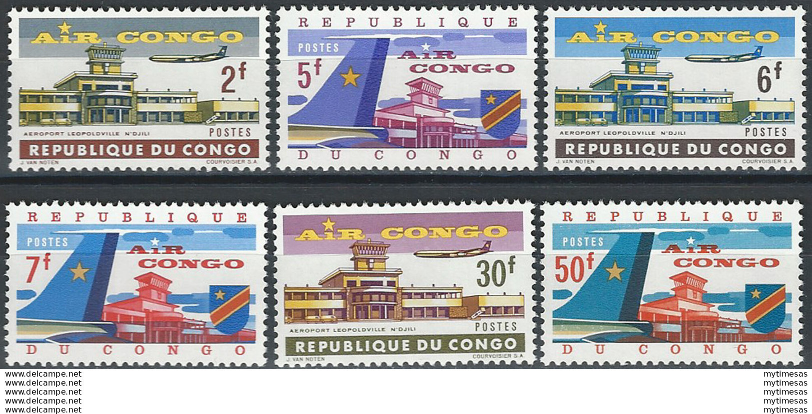 1963 Congo Compagnia Aerea Nazionale 6v. MNH Yvert N. 514/519 - Otros & Sin Clasificación