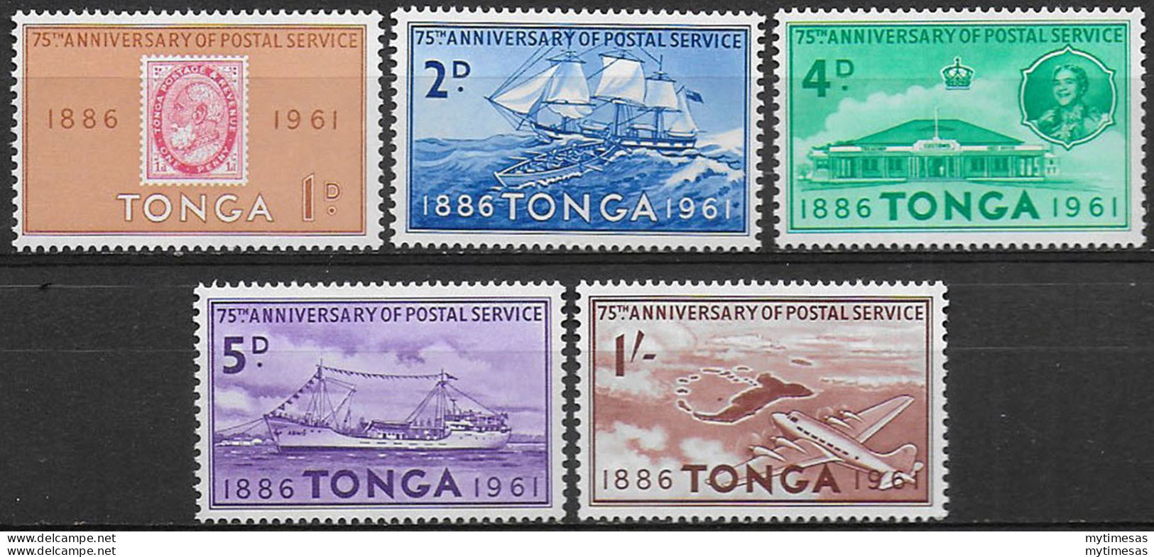 1961 Tonga Tongan Postal Service 5v. MNH SG N. 115/19 - Autres & Non Classés