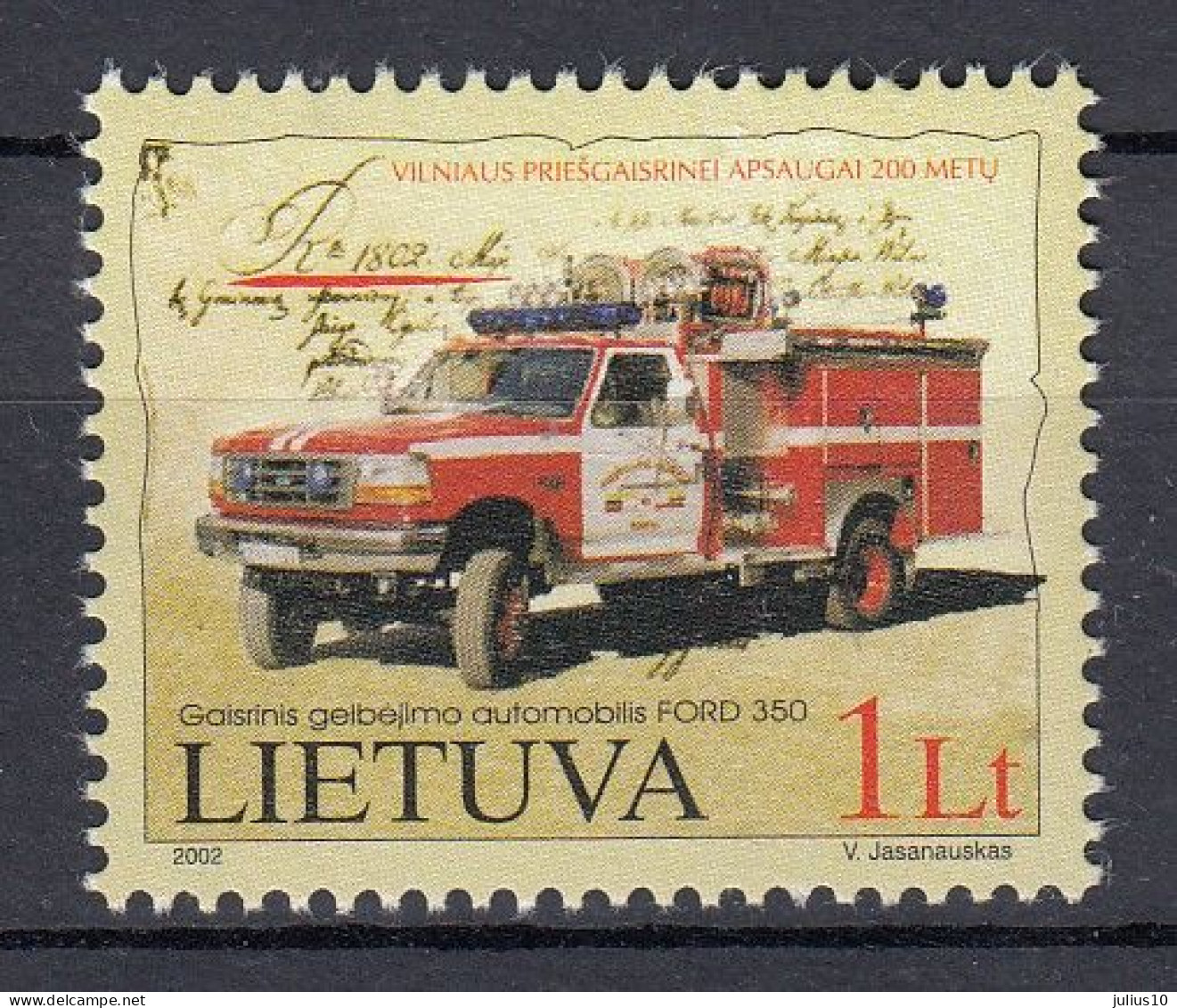 LITHUANIA 2002 Fire Station MNH(**) Mi 793 #Lt1035 - Litauen