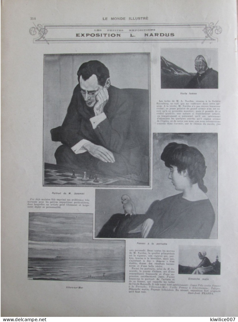 1907 EXPOSITION  LEO NARDUS  L GALERIE ROSENBERG Peintre Impressionniste  Janowski Joueur Jeu D échecs - Unclassified