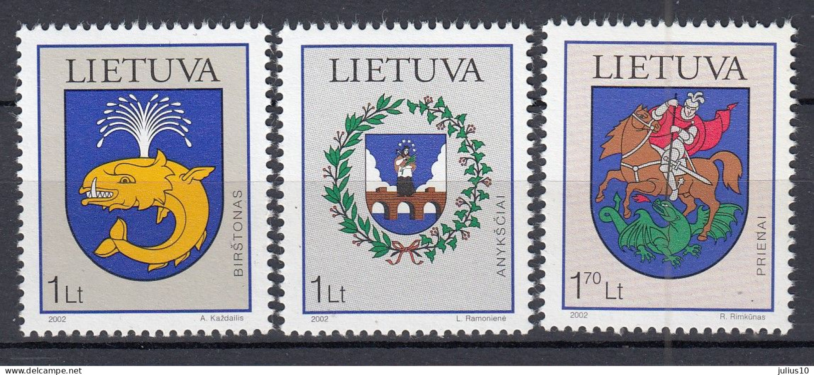 LITHUANIA 2002 Coat Of Arms MNH(**) Mi 786-788 #Lt1036 - Lithuania