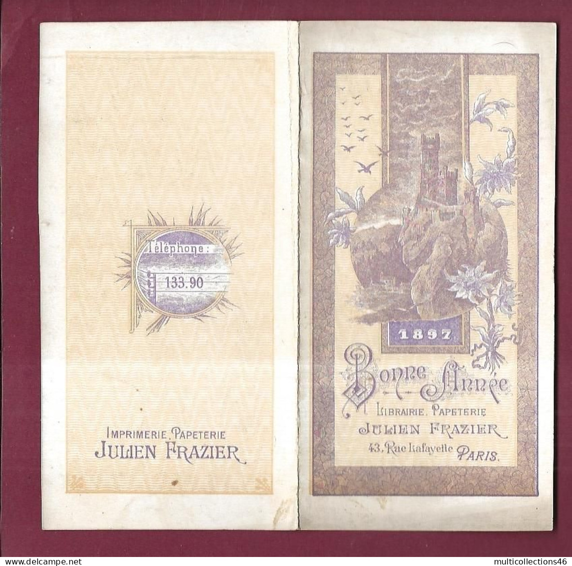 100524A - Document Publicitaire 1897 LIBRAIRIE PAPETERIE Julien FRAZIER Paris - Sonstige & Ohne Zuordnung