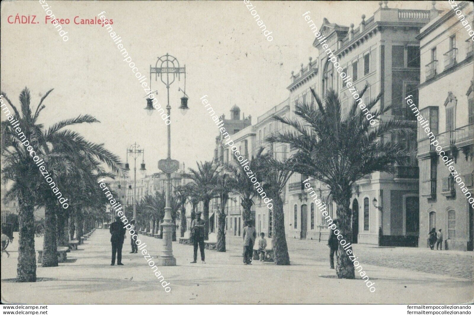 Cf21 Cartolina Cadiz Paseo Canalejas 1926  Spain Spagna Espana - Sonstige & Ohne Zuordnung