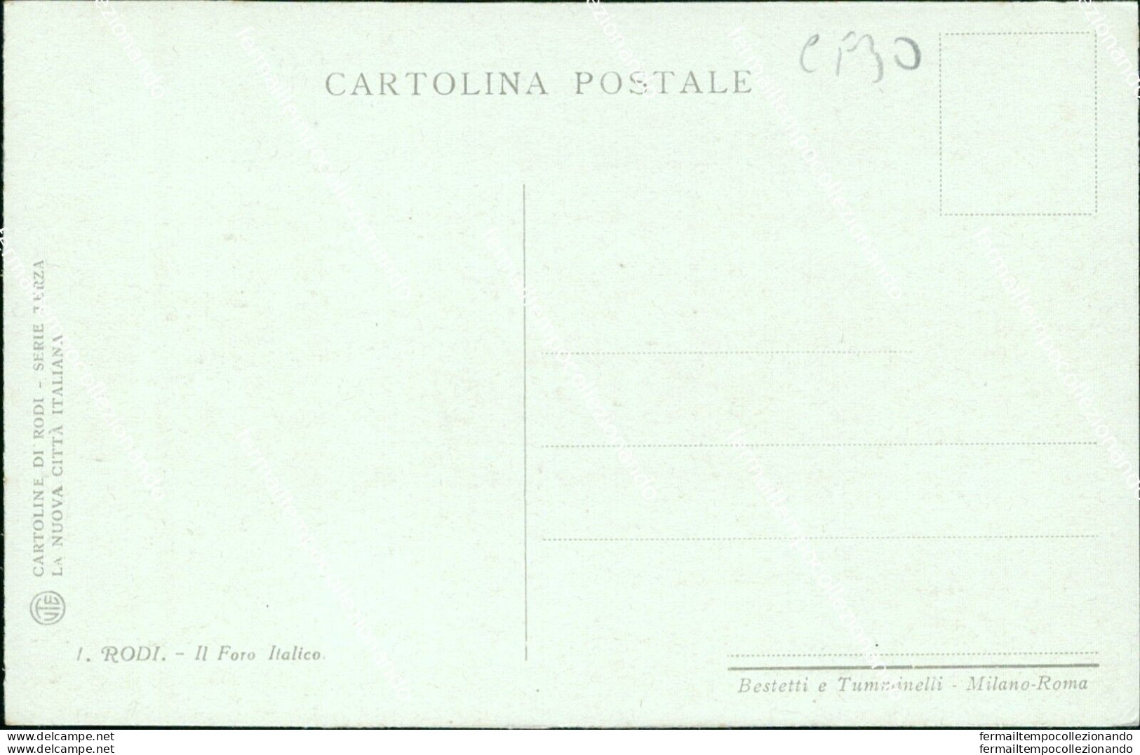 Cf30 Cartolina Rodi  Il Foro  Italico Egeo Grecia Grece - Andere & Zonder Classificatie