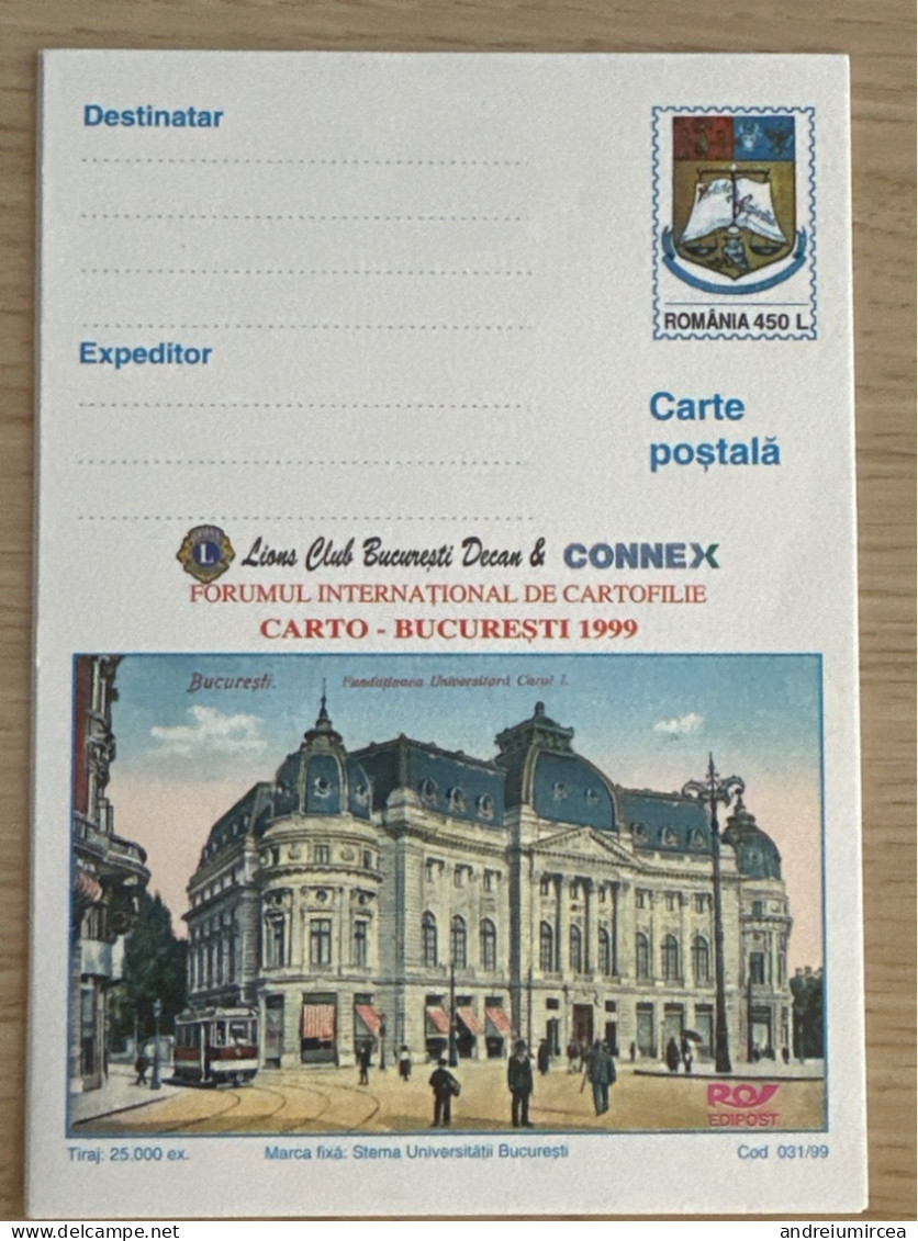 Cod 031/99 CARTO BUCUREȘTI 1999 - Ganzsachen