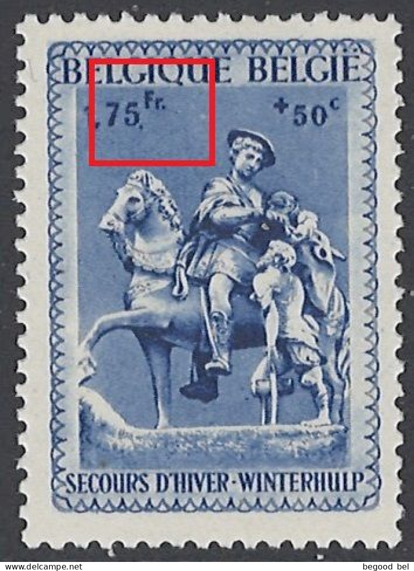 BELGIQUE - 1941 - MNH/***- LUXE - POINT APRES 1,75 - COB 589 V1 - Lot 26026 - 1931-1960