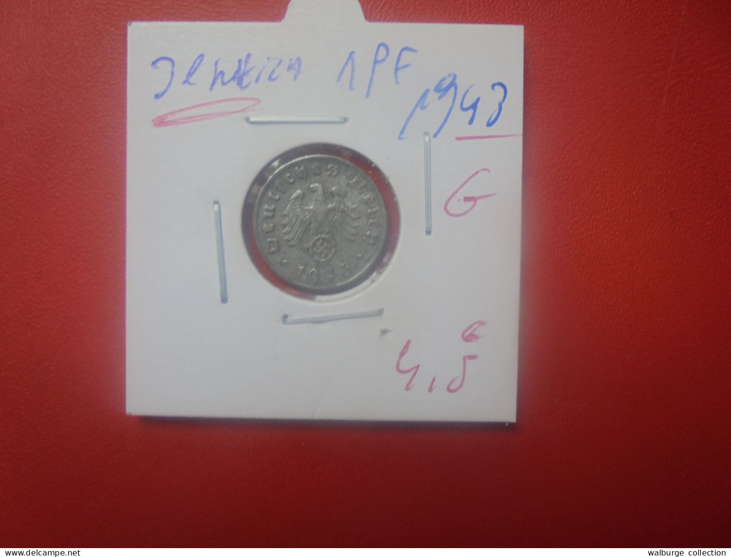 3eme REICH 1 Pfennig 1943 "G" (A.4) - 1 Reichspfennig