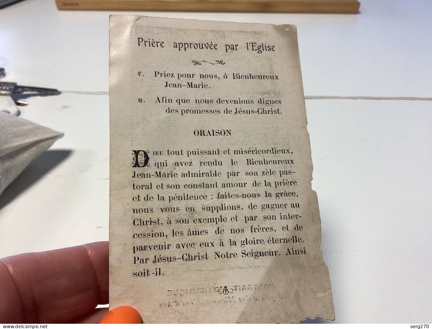 Image, Pieuse, Image, Religieuse Oraison LE. BIENHIEUAEUX J.B.M. VIANNEY, CURE D'ARS PORTRAIT AUTHENTIQUE Propriété Des - Devotion Images