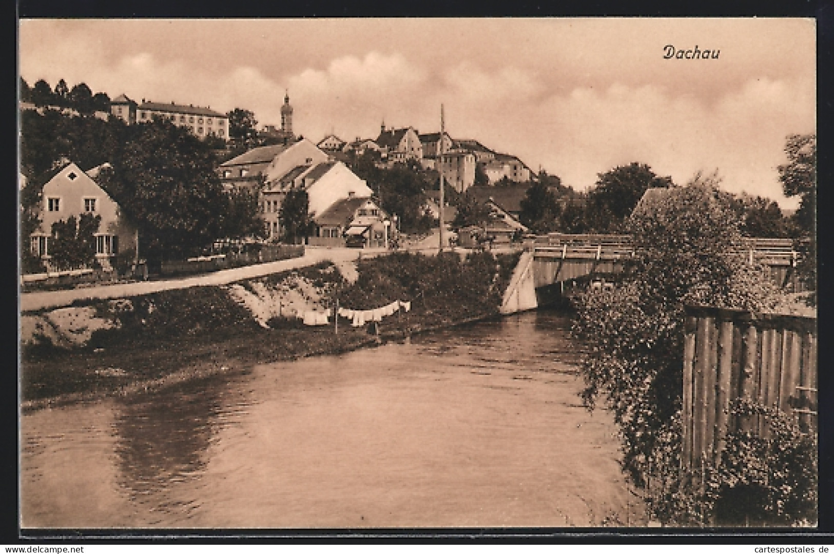 AK Dachau, Teilansicht Mit Brücke  - Dachau