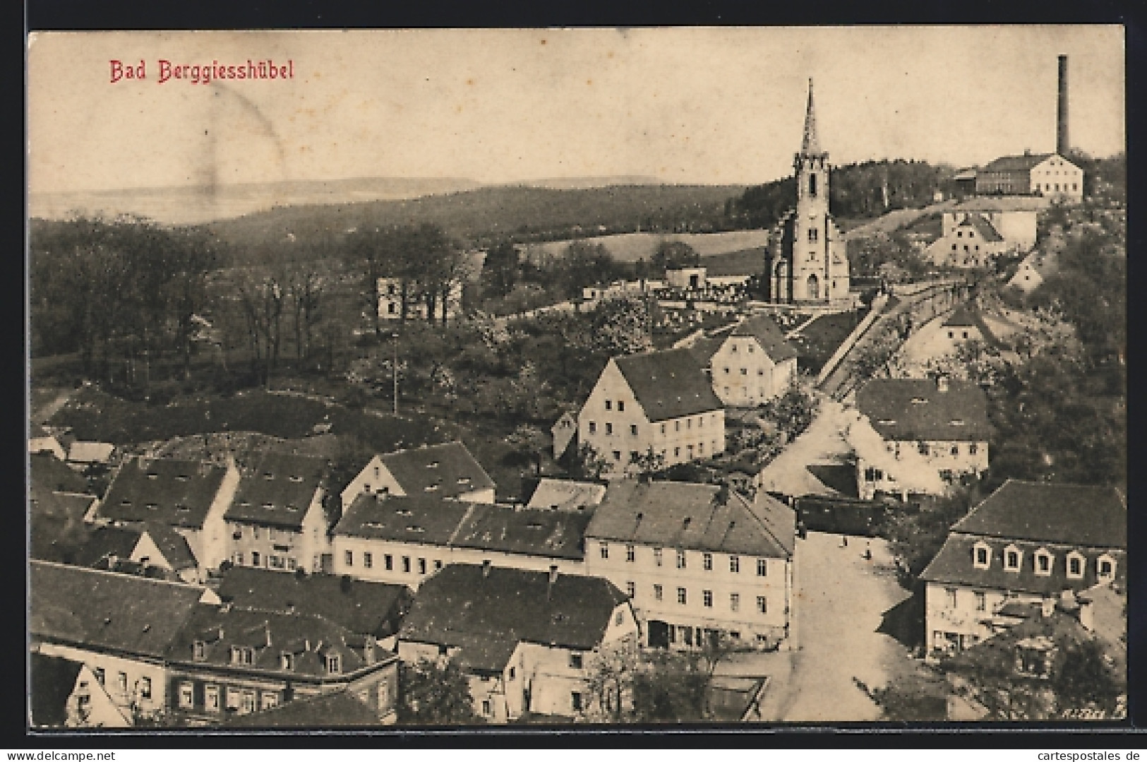 AK Bad Berggiesshübel, Ortspartie Mit Kirche  - Autres & Non Classés