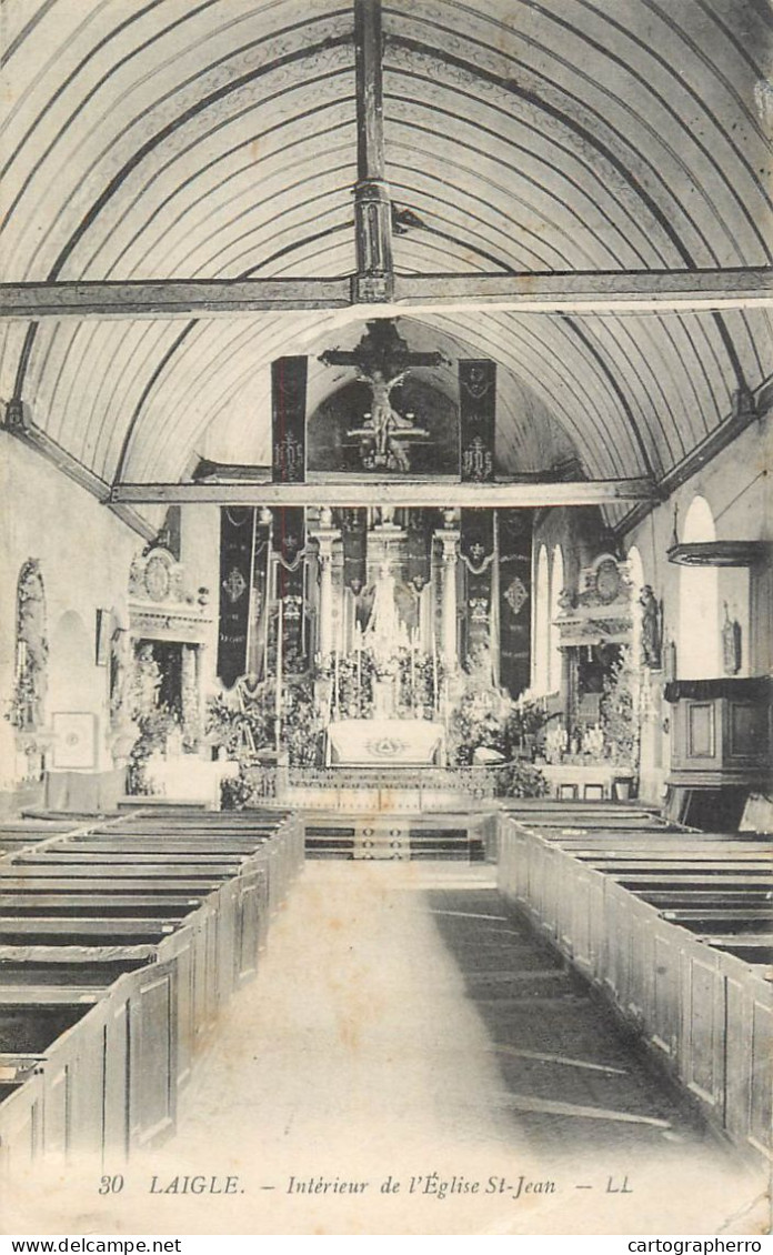 France Cpa LAIGLE Intérieur De L'église Saint-Jean 1912 - L'Aigle