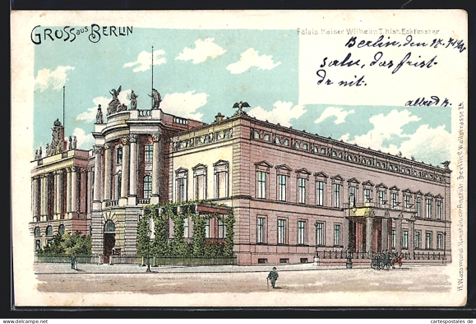 Lithographie Berlin, Palais Kaiser Wilhelm I. Mit Historischen Eckfenstern  - Mitte