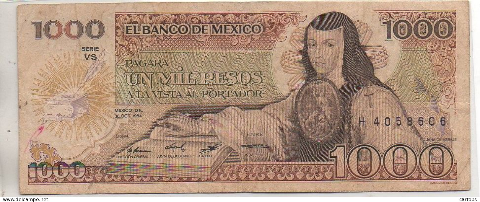 EL BANCO De MEXICO  1000 Pesos (1984) - Mexico