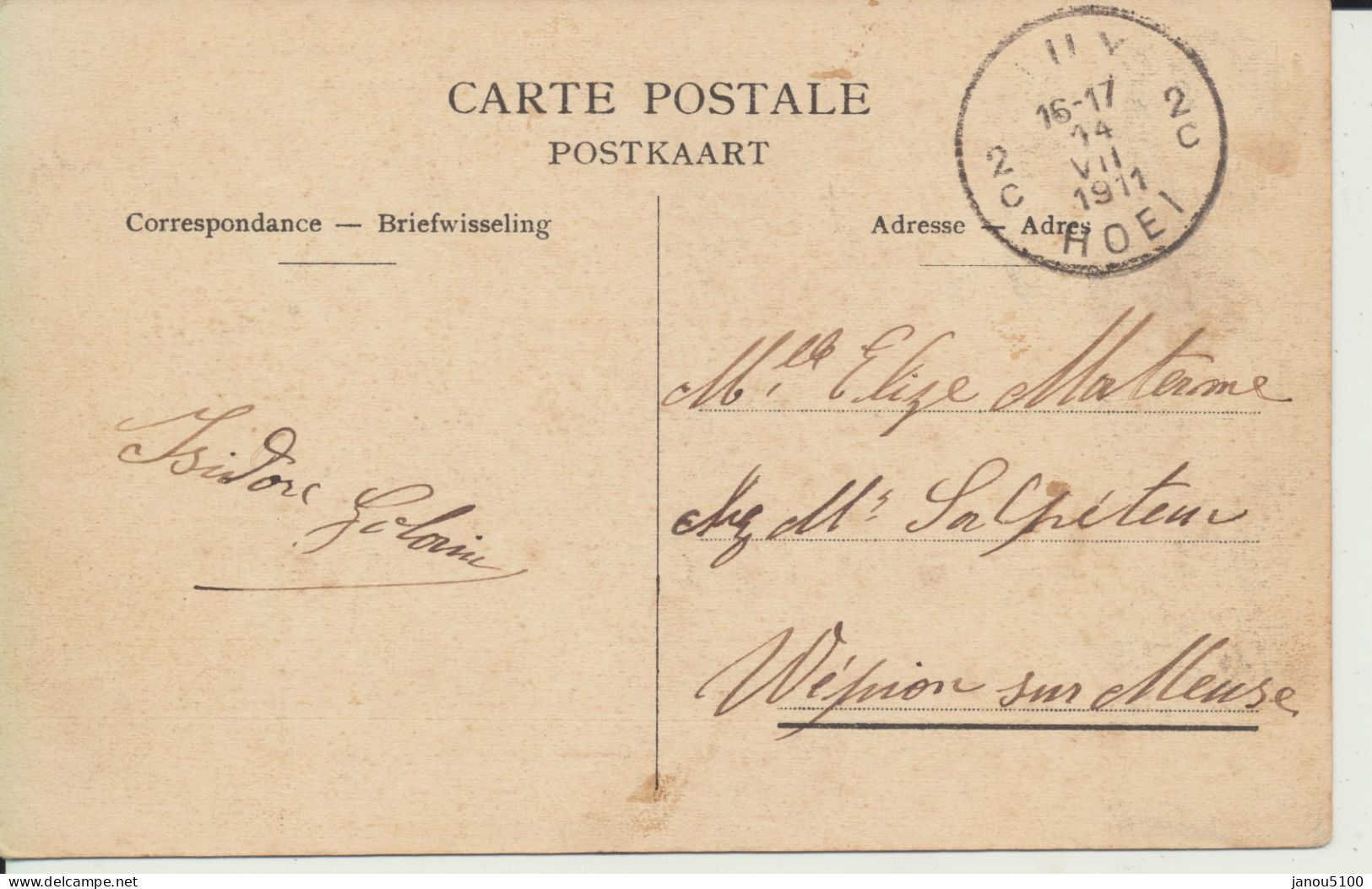 CARTES POSTALES      BELGIQUE    ( PROVINCE DE LIEGE )        HUY    CHEMIN DE LA SARTHE      -    1ERE CHAPELLE    1911 - Hoei