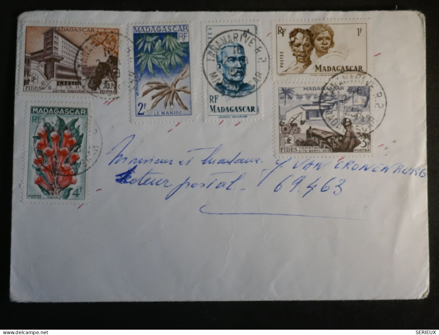 DO12  MADAGASCAR    BELLE LETTRE   1956 TANA + AFF. INTERESSANT+++ - Briefe U. Dokumente