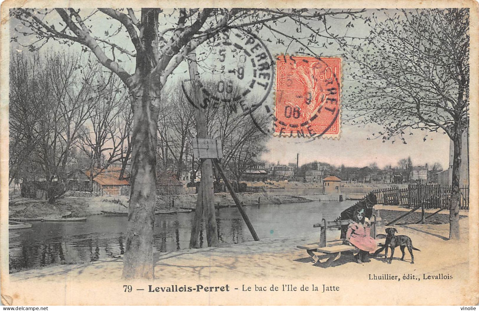 P-24-Mi-Is-1805 : LEVALLOIS-PERRET BAC DE L'ILE DE LA JATTE. CARTE EN COULEUR - Levallois Perret