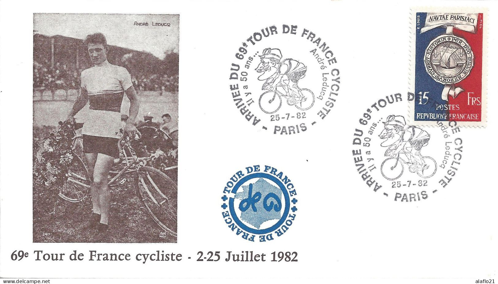 ENVELOPPE OFFICIELLE TOUR De FRANCE CYCLISTE 1982 - 21e ETAPE - FONTENAY PARIS - Cachets Commémoratifs