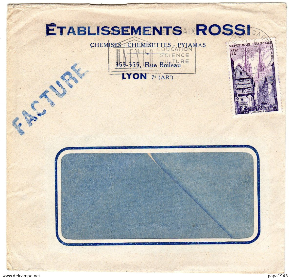 1955  CAD  LYON -GARE   " Etablissements ROSSI  Chemises Pyjamas  LYON " - Briefe U. Dokumente