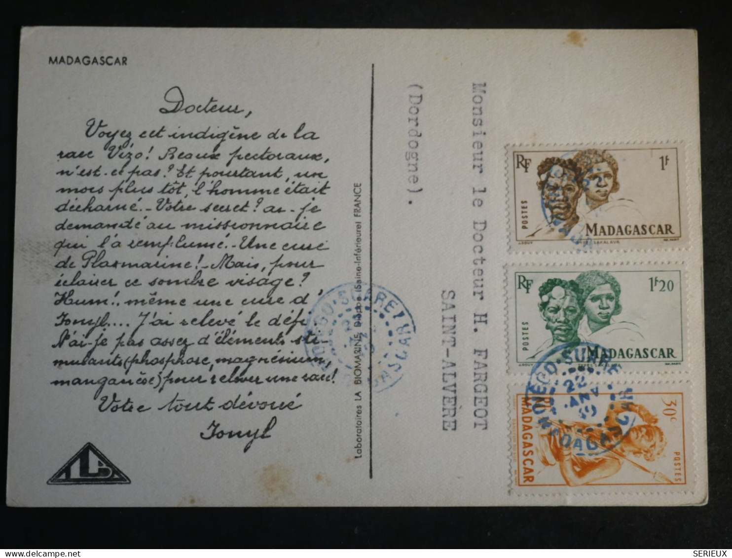 DO12  DIEGO SUAREZ     BELLE  CARTE  IONYL   1956 TANA + AFF. INTERESSANT+++ - Brieven En Documenten