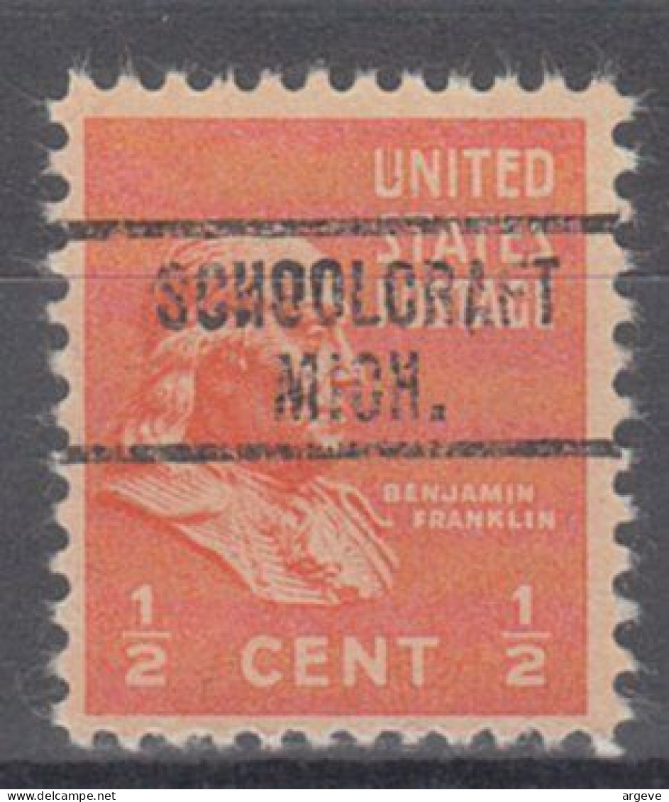 USA Precancel Vorausentwertungen Preo Locals Michigan, Schoolcraft 734 - Precancels