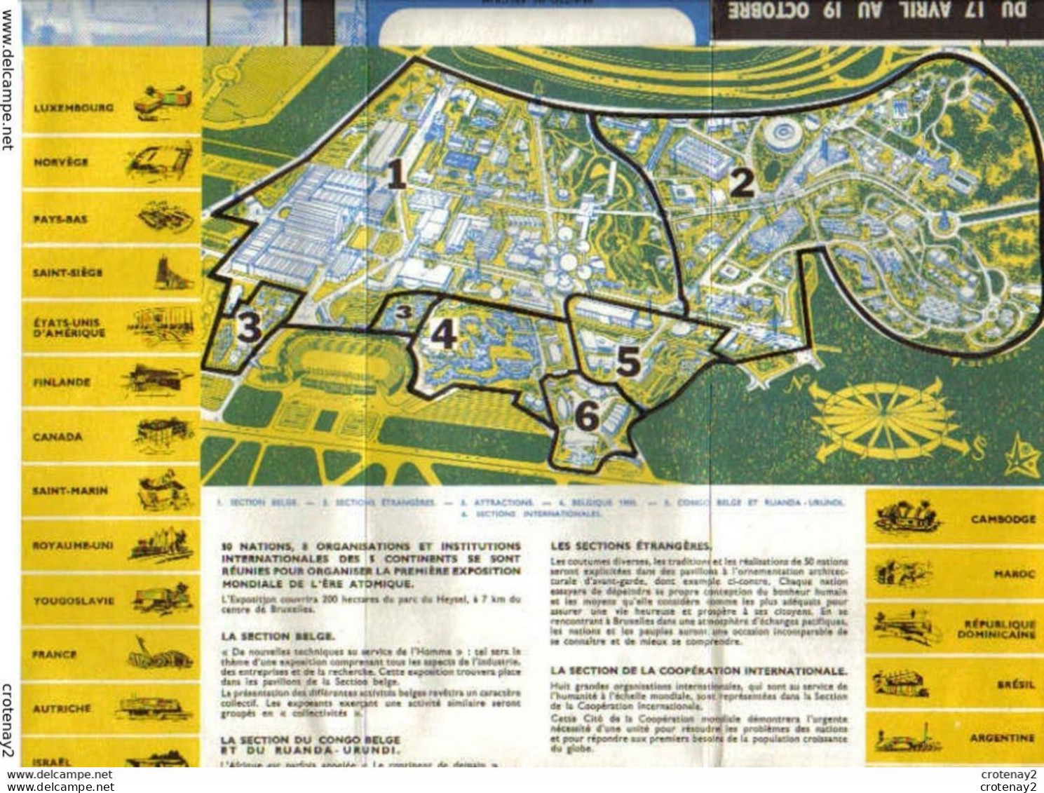 Belgique Programme Ou Guide Exposition Universelle BRUXELLES En 1958 Festivités événements Manifestations Plan Du Site - Programas