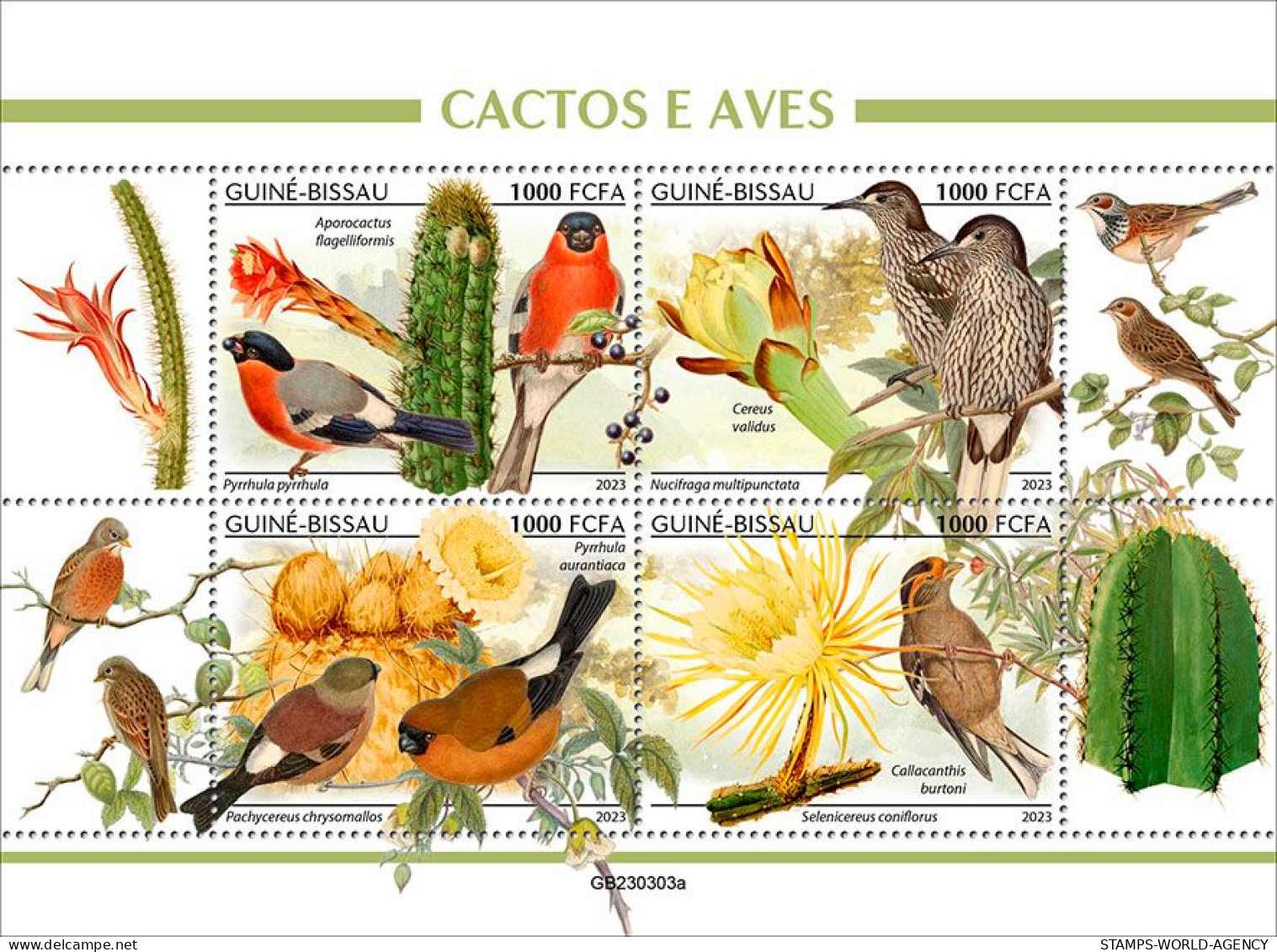 2024-04 - CENTRAL AFRICAN - CACTUS & BIRDS                  4V  MNH** - Cactusses