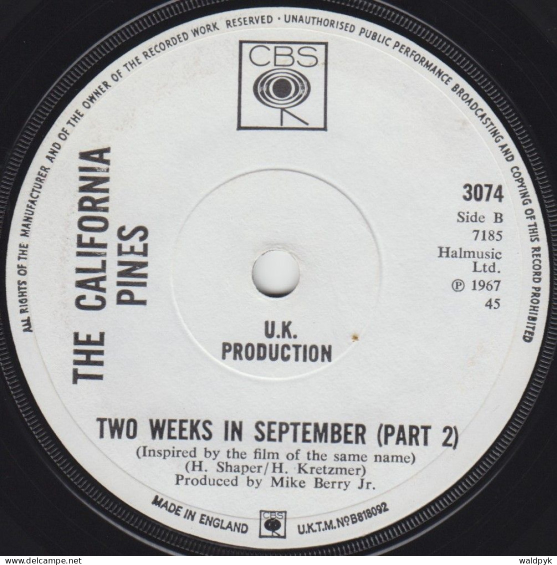 THE CALIFORNIA PINES - Two Weeks In September - Other - English Music