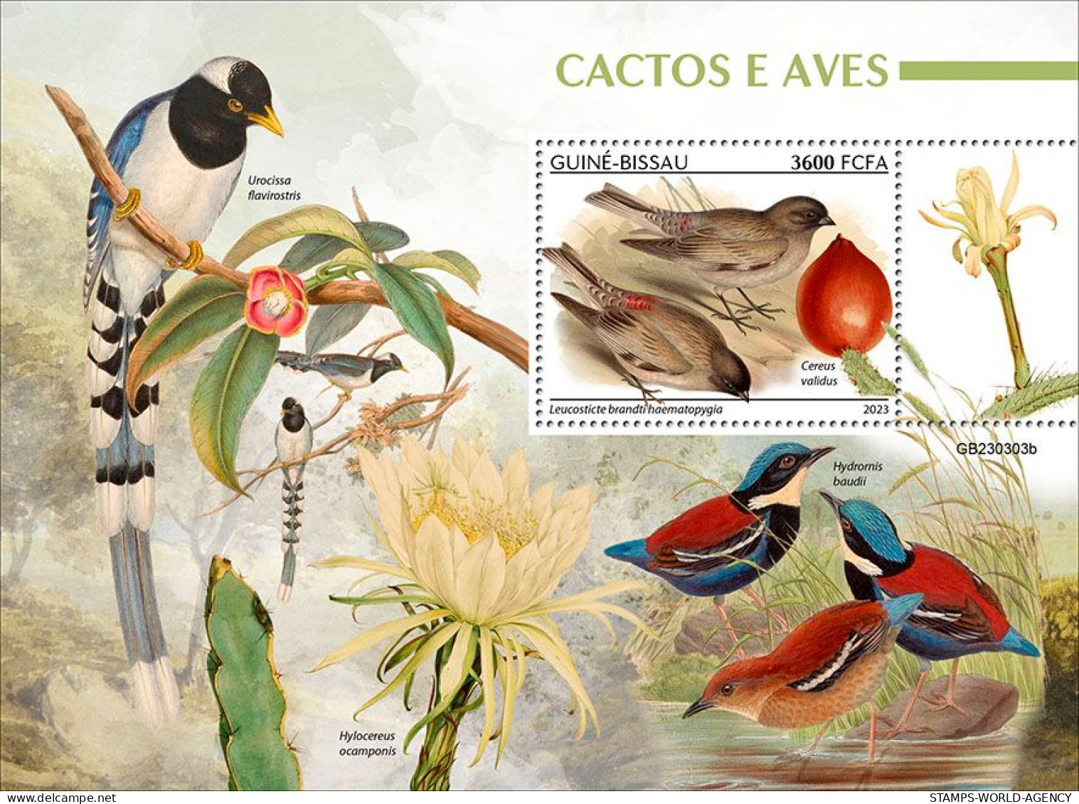 2024-04 - CENTRAL AFRICAN - CACTUS & BIRDS                  1V  MNH** - Sukkulenten