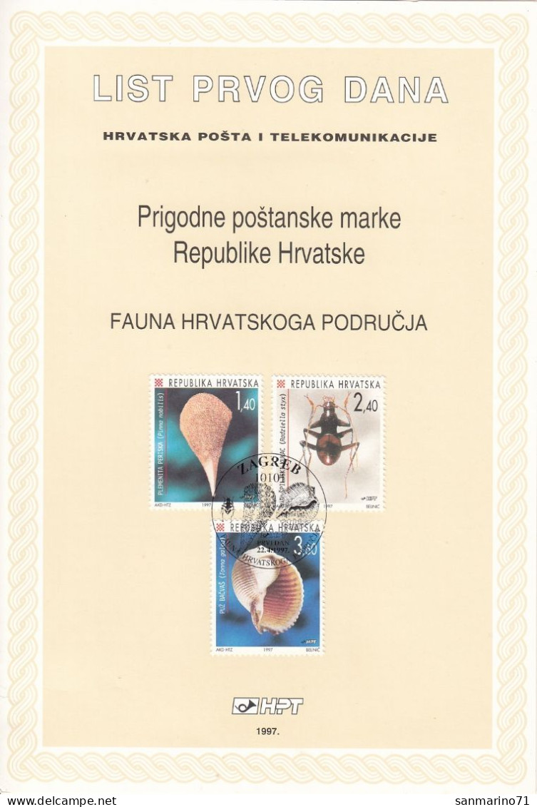 CROATIA First Day Panes 414-416 - Coquillages