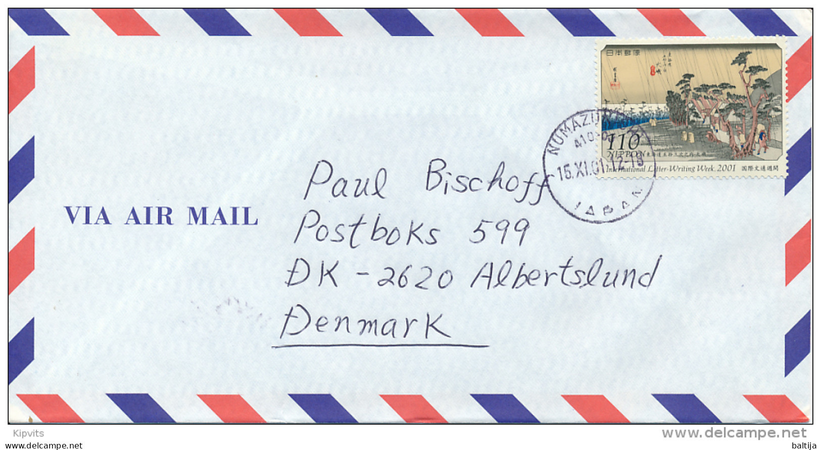 Mi 3276 Solo Airmail Cover Abroad - 15 November 2001 Numazu - Storia Postale